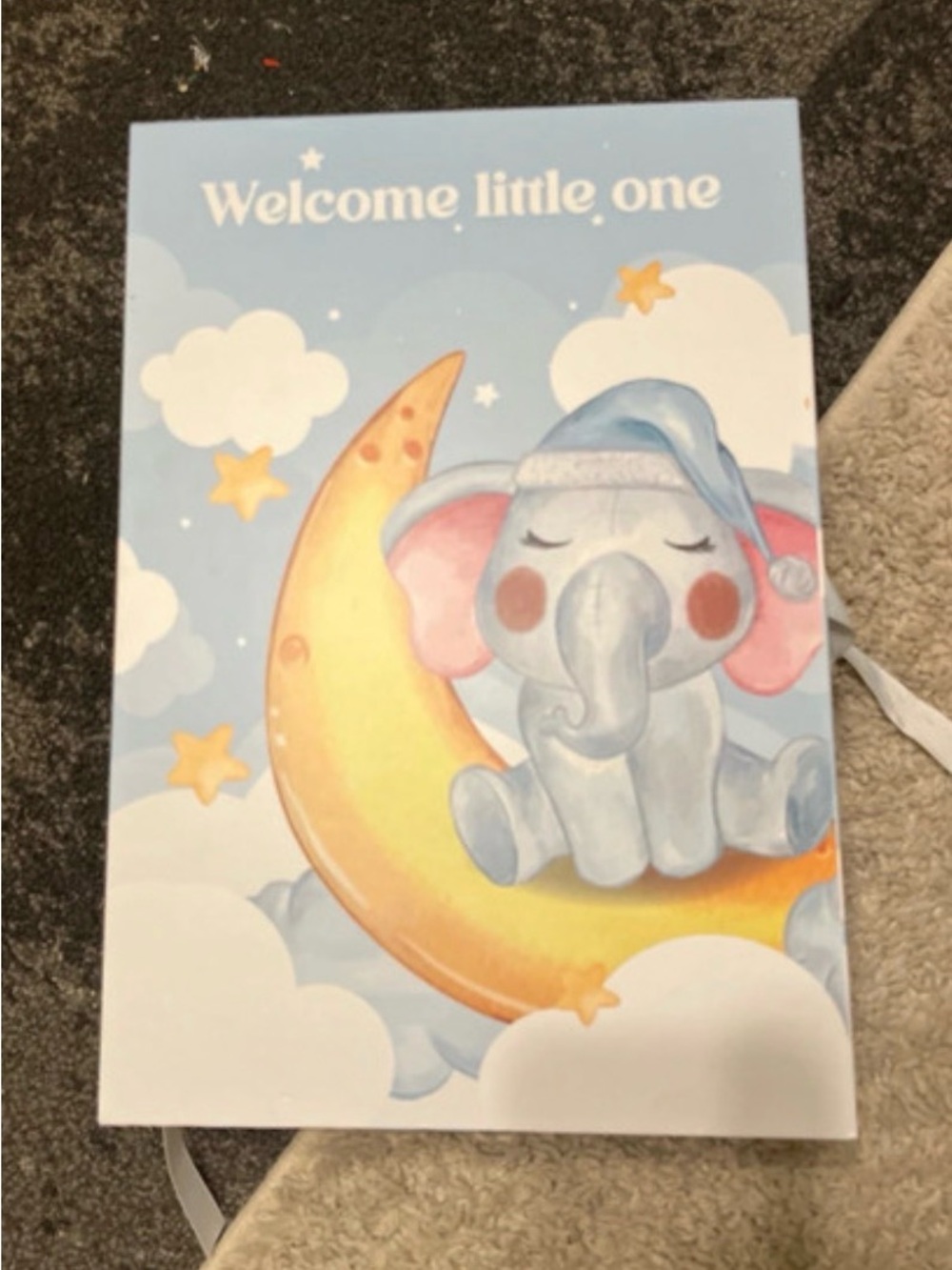 Welcome Little One Blue Elephant Wall Art